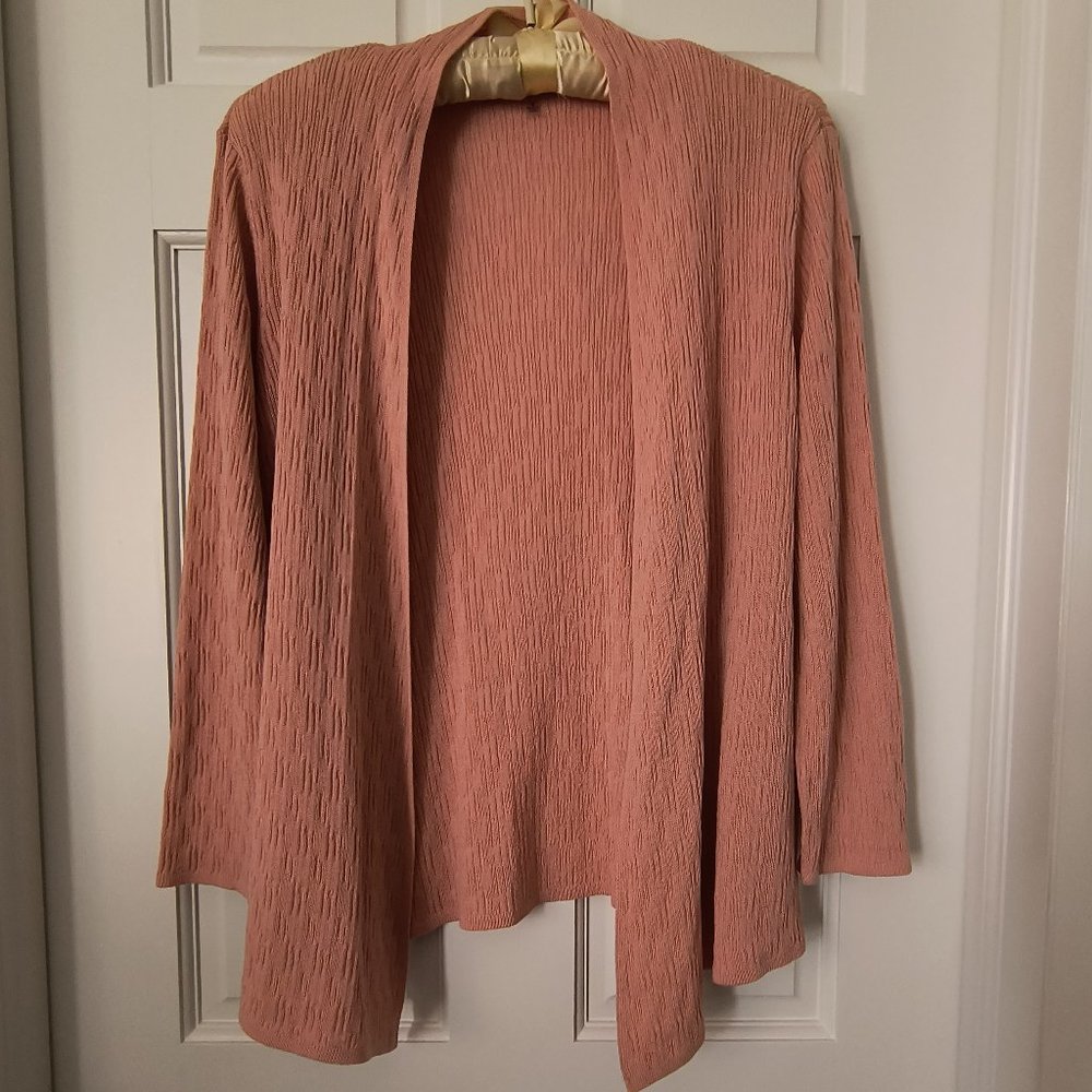 Kasper Open Front Sweater - Salmon Color - Size Medium